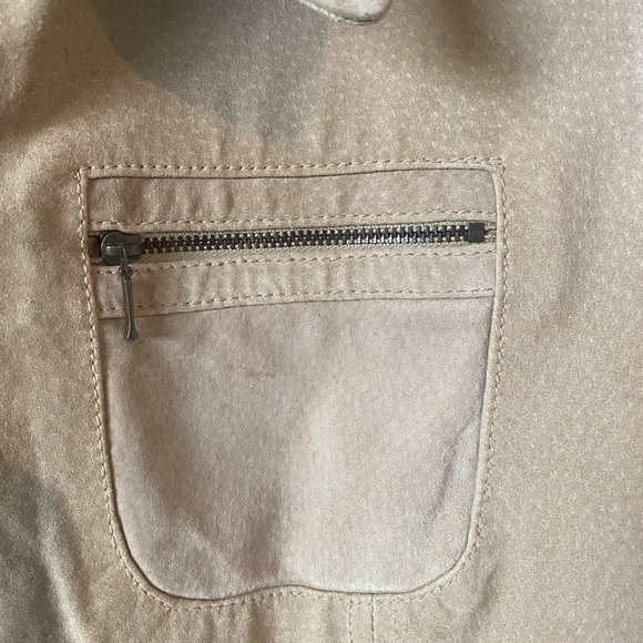 Vintage Suede Zip Front Jacket with Zip Pockets, Buff, Cream, Tan, Fully lined M - Picture 7 of 16